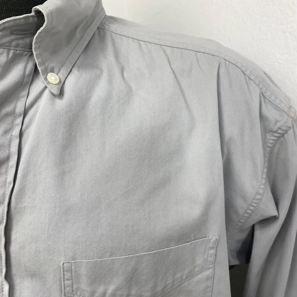 Banana Republic Gray Twill Cotton Mens Shirt Large Long Sleeves Button Down